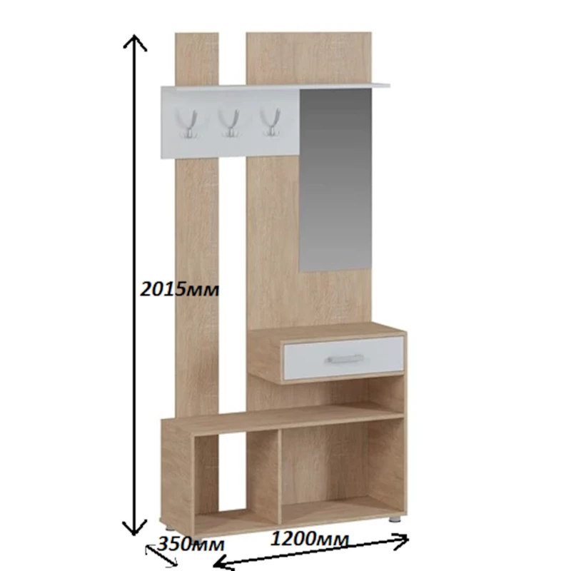 Шкаф-витрина для прихожей Letta,201.5х35х120 см,ЛДСП,белый