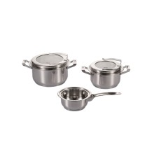 Qab-qacaq dəsti Gipfel Master 8595, 3 ədəd, 16/20/24 sm, 1500/3000/5000 ml, paslanmayan polad, qapaq ilə, gümüşü