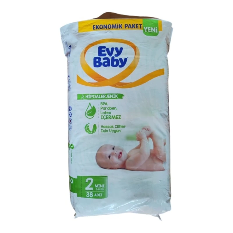 Детские подгузники Evy Baby 2 (mini), 3-6 кг, 38 шт Детские подгузники Evy Baby 2 (mini), 3-6 кг, 38 шт