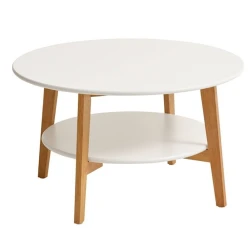 Журнальный стол JYSK Jegind, диаметр 80 см, высота 45 см, МДФ/массив дерева, коричневый/белый Журнальный стол JYSK Jegind, диаметр 80 см, высота 45 см, МДФ/массив дерева, коричневый/белый