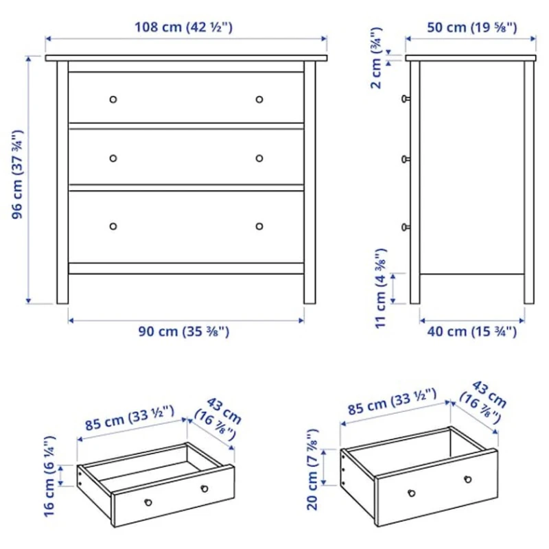 Комод IKEA Hemnes, массив дерева, 108x50x96 см Комод IKEA Hemnes, массив дерева, 108x50x96 см