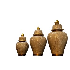 Dekorativ banka dəsti Bianco CO72, 3 əd, keramika, qəhvəyi/mərmər, 24x13 sm, 31x17 sm, 39x21 sm