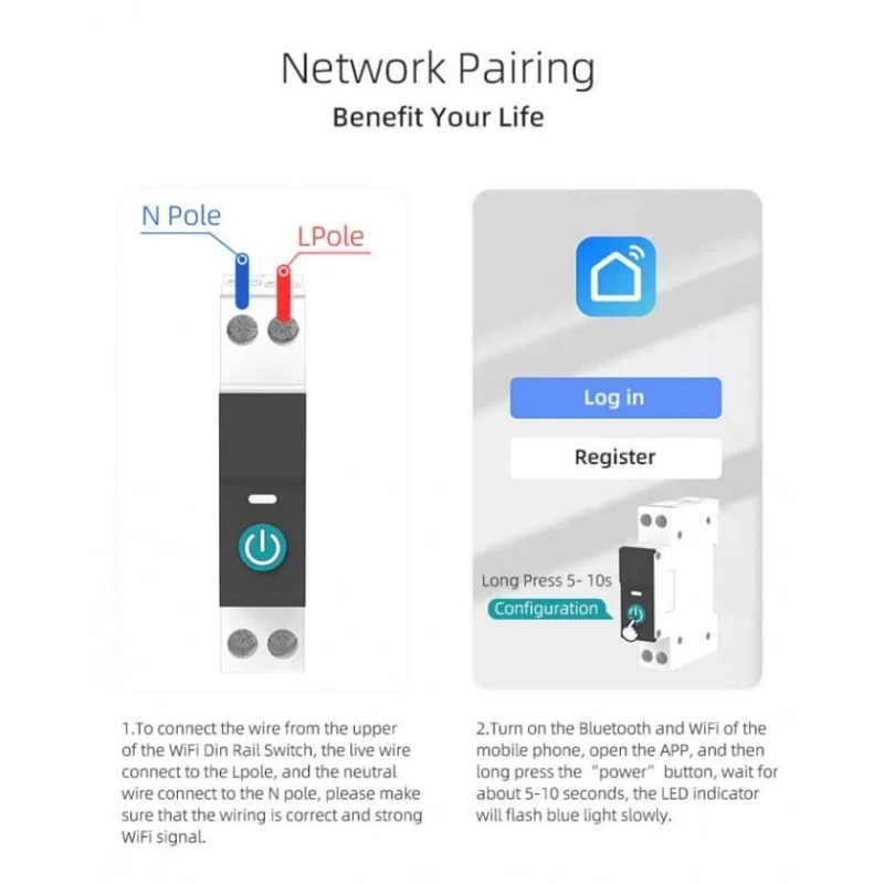 Умный коммутатор Tuya AT-Q-SY1-JWT 25A with Metering