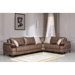 Угловой диван Woodpecker Vector, коричневый, 312x203x84x85 см