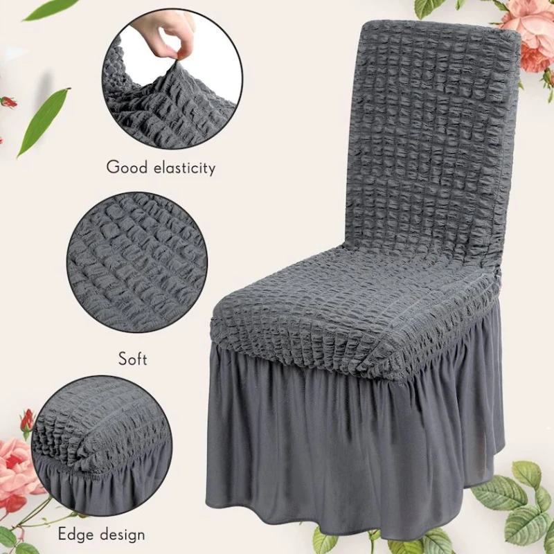 Stul üçün çexol dəsti TZE-580, boz, 6 əd