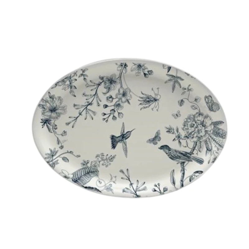 Блюдо Egels Home 201565, керамика, белое/синее, 28.8х20.6 см