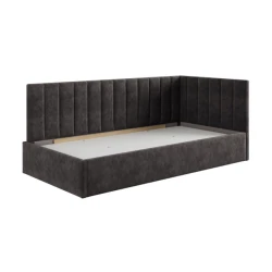 Односпальная кровать Art_tek_yataq 67, ламинат/текстиль, коричневая, 200x85x90 см