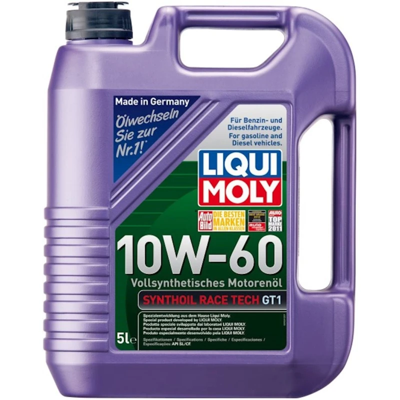 Моторное масло Liqui Moly, Synthoil Race Tech GT1 10W-60, 5 л Моторное масло Liqui Moly, Synthoil Race Tech GT1 10W-60, 5 л