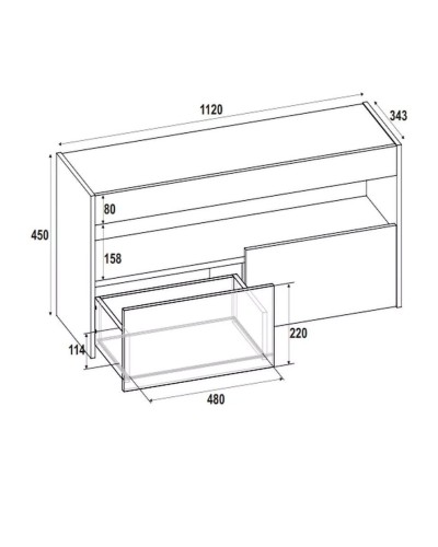 TV üçün tumba 3563_LETNEWHatAndr, LDSP, boz, 45x34.3x112 sm