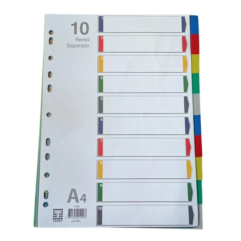 Separator 11161 10 rəng, А4, plastik, ağ Separator 11161 10 rəng, А4, plastik, ağ