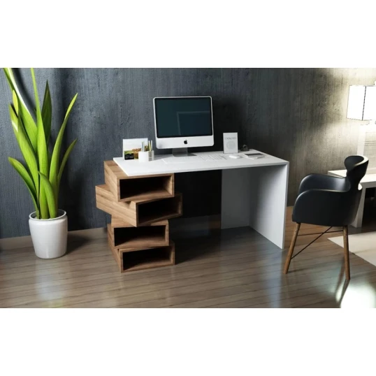 Компьютерный стол Art Mebel Art_Komp_Masası 169, белый/коричневый, 75x130x60 см