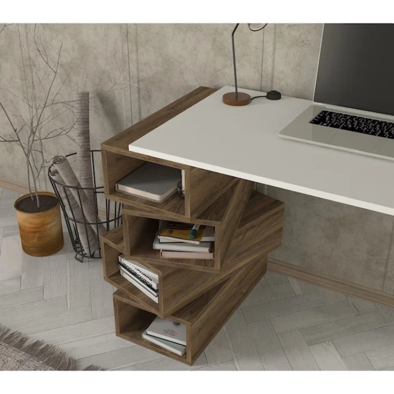 Компьютерный стол Art Mebel Art_Komp_Masası 169, белый/коричневый, 75x130x60 см