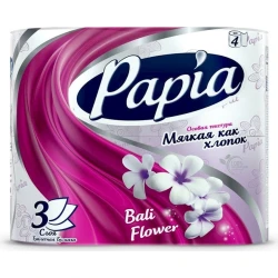 Tualet kağızı Papia Bali Flower, 3 qat, 4 rulon