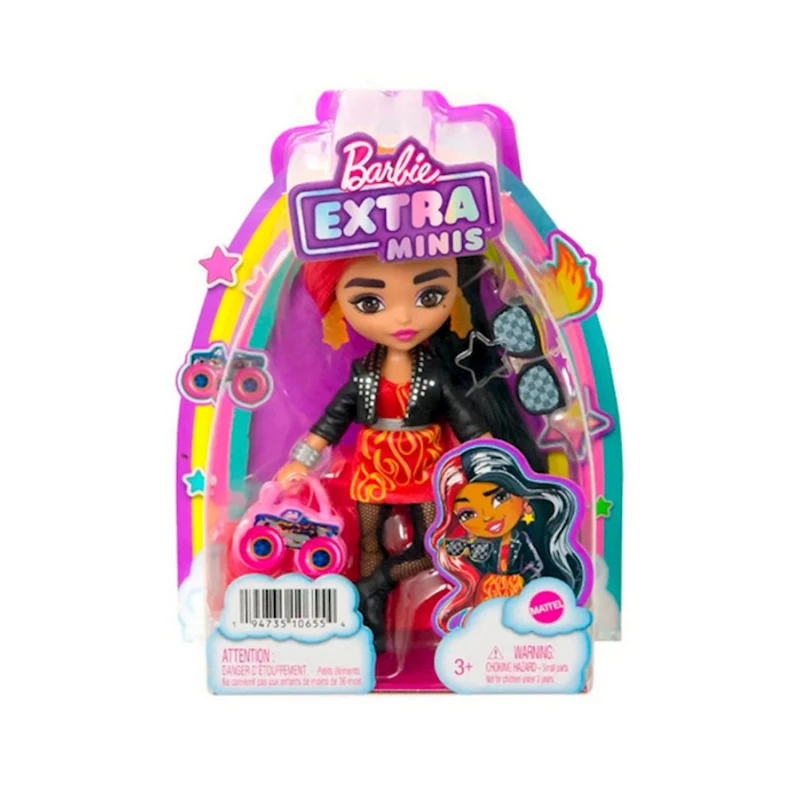 Кукла Barbie Extra Mini Леди Рокстар с красными и черными волосами, 3+ лет