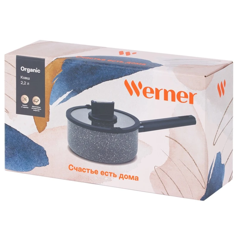 Ковш Werner Organic Stone style 51449, прессованный алюминий/бакелит, коричневый, 18 см, 2.2 л