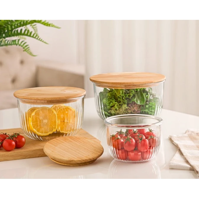 Набор контейнеров Limon BHD2016012, бамбук, прозрачный/коричневый, 470/970/1800 мл Набор контейнеров Limon BHD2016012, бамбук, прозрачный/коричневый, 470/970/1800 мл