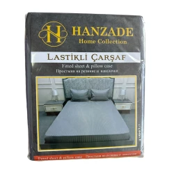 Комплект постельного белья Hanzade, простыня 160х200 см, наволочки 50х70 см, евро, серый