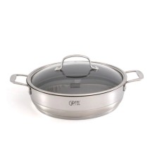 Böyük tava Gipfel Gala 1279, 4.9 l, 28 sm, paslanmayan poladdan, qapaq ilə, rəng boz