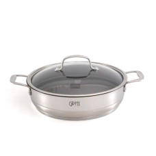 Böyük tava Gipfel Gala 1279, 4.9 l, 28 sm, paslanmayan poladdan, qapaq ilə, rəng boz