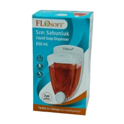 Дозатор для жидкого мыла Flosoft F011 650 мл, белый/прозрачный, пластик (TM.23757)
