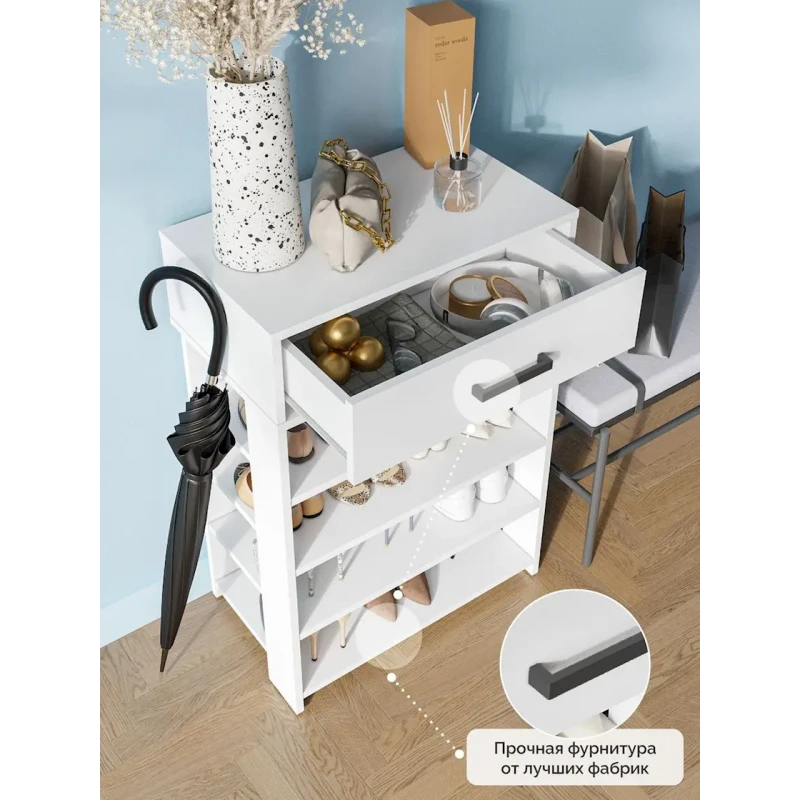 Подставка для обуви, ЛДСП, белое тиснение, 89x35x60 см Подставка для обуви, ЛДСП, белое тиснение, 89x35x60 см