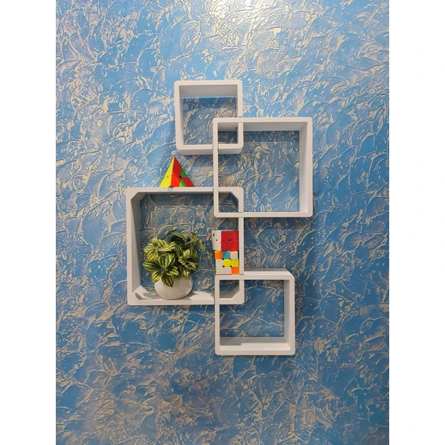 Divar rəfi Art Mebel 131, laminat, 15/24/28/20x20 sm, ağ