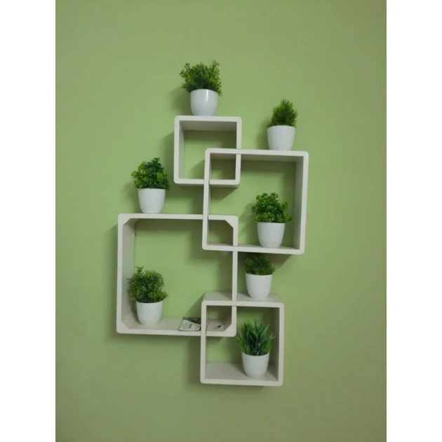 Divar rəfi Art Mebel 131, laminat, 15/24/28/20x20 sm, ağ