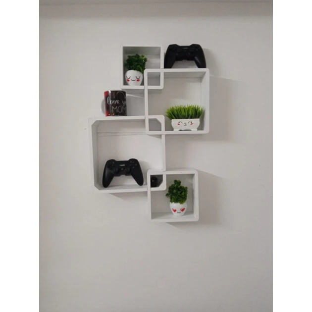 Divar rəfi Art Mebel 131, laminat, 15/24/28/20x20 sm, ağ