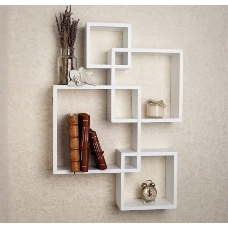 Divar rəfi Art Mebel 131, laminat, 15/24/28/20x20 sm, ağ