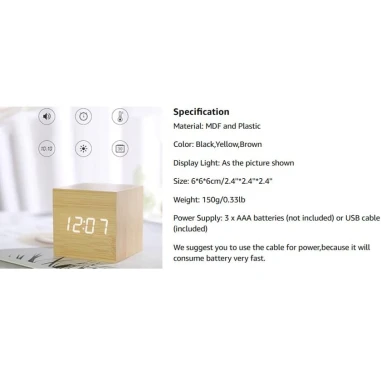 LED-lər, mum arxa işığı, tarix və temperatur göstəricisi olan mini zəngli saat. 6240_0857