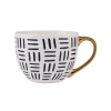 Чашка Emsan Shiny Lines, фарфор, белая/черная, 450 мл Чашка Emsan Shiny Lines, фарфор, белая/черная, 450 мл