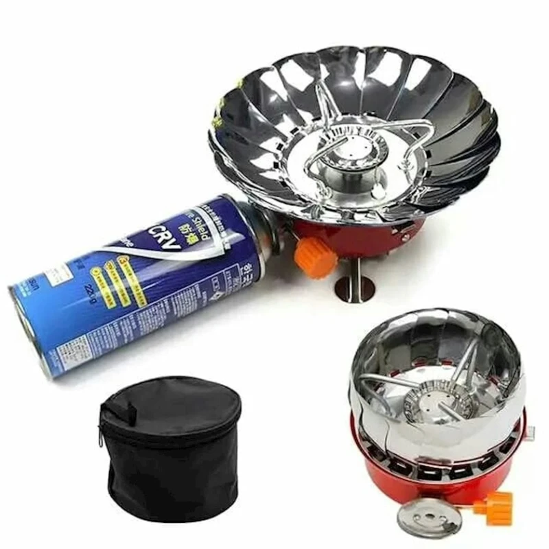 Туристическая газовая плита с ветрозащитой