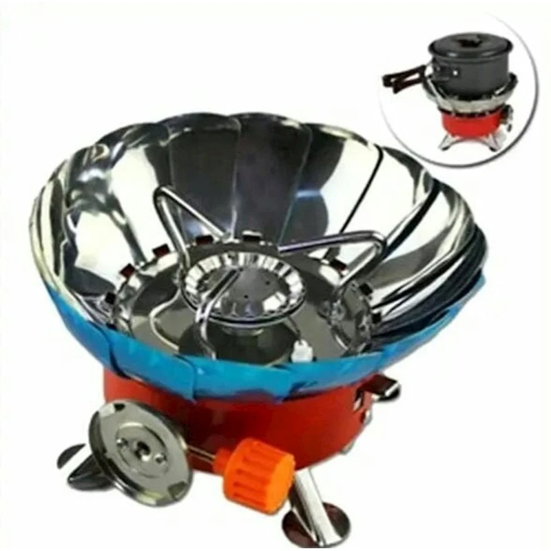 Туристическая газовая плита с ветрозащитой