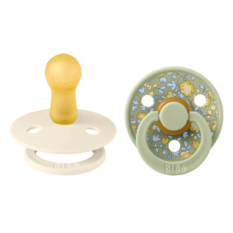 Набор пустышек BIBS x Liberty Colour Eloise, размер 2, 6-18 месяцев, слоновая кость/зеленый, 2 шт