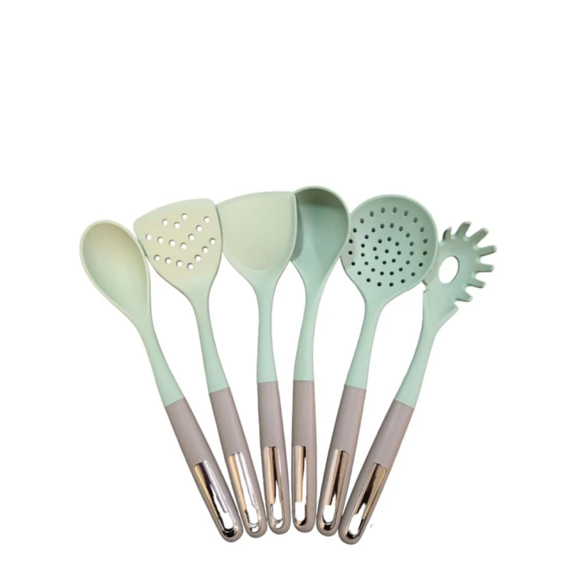 Набор поварских лопаток Sarina 5357, силикон, зеленый/серый