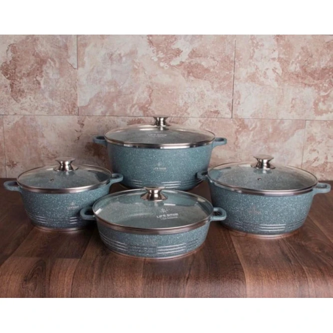 Набор кастрюль Life Smile LF-SM-022, серый, 20/24/28 см