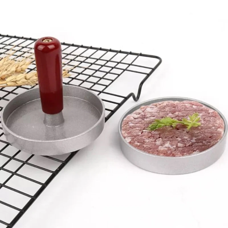 Hamburger üçün press nh_7xz, alüminium ərintisi, gümüşü/qəhvəyi, 7.1х9 sm