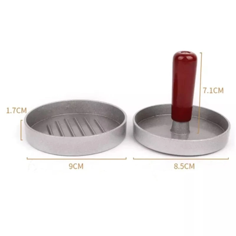 Hamburger üçün press nh_7xz, alüminium ərintisi, gümüşü/qəhvəyi, 7.1х9 sm