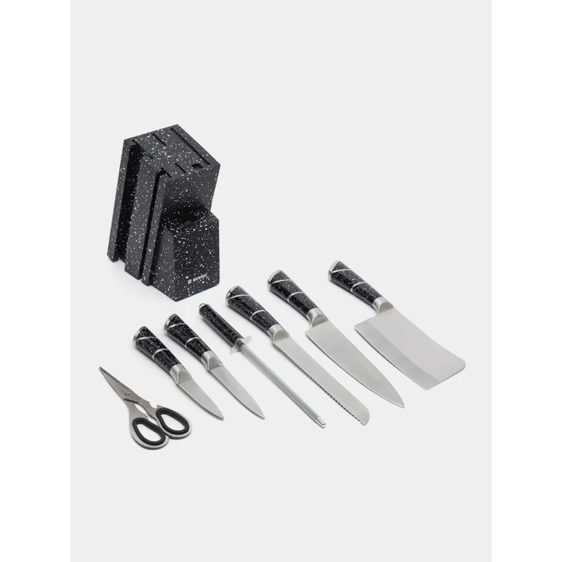 Набор кухонных ножей nabor_001, нержавеющая сталь, 8 предметов, черный