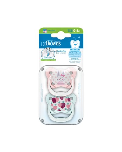 Əmziklər dəsti Dr.Brown's PreVent Butterfly Shield 0-6 ay, silikon, 2 əd, çəhrayı