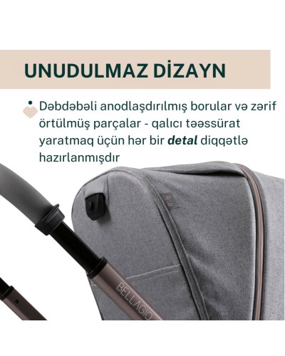 Uşaq arabası Chicco Bellagio Lunar Rock, boz, 106x82x55 sm, 0+ ay