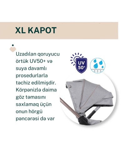 Uşaq arabası Chicco Bellagio Lunar Rock, boz, 106x82x55 sm, 0+ ay
