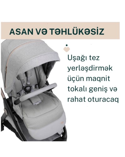 Uşaq arabası Chicco Bellagio Lunar Rock, boz, 106x82x55 sm, 0+ ay