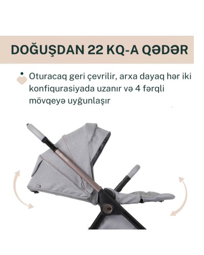 Uşaq arabası Chicco Bellagio Lunar Rock, boz, 106x82x55 sm, 0+ ay