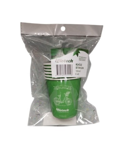 Birdəfəlik kağız stəkan dəsti Biotech, 180 ml, 6 əd