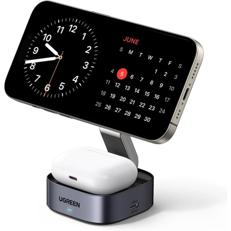 Беспроводное зарядное устройство Ugreen W702 15W, Серый Беспроводное зарядное устройство Ugreen W702 15W, Серый