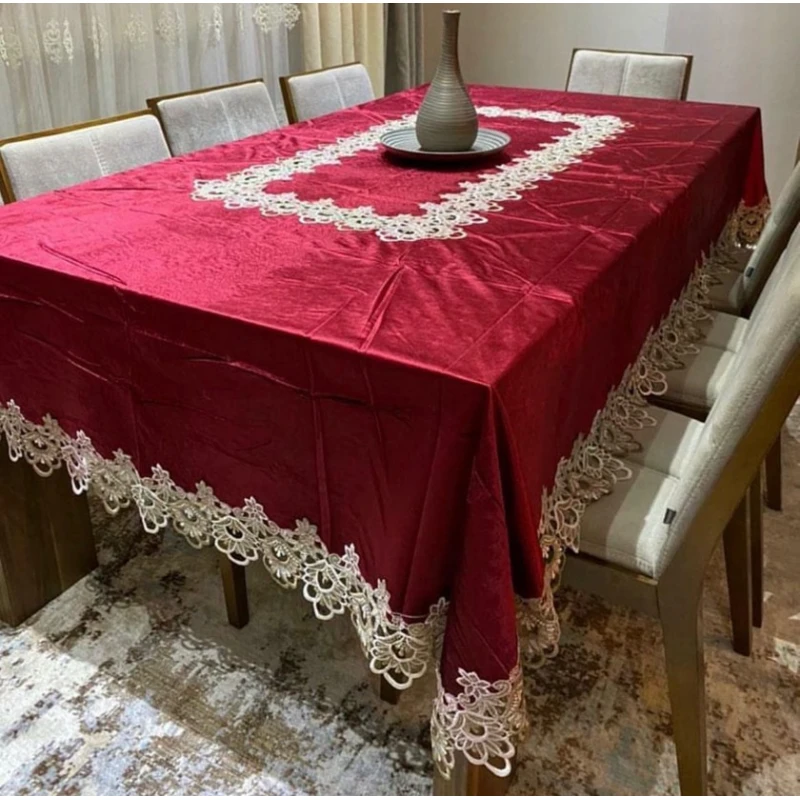 Скатерть MiraNova CTS-132, велюр, красная, 160x220 см Скатерть MiraNova CTS-132, велюр, красная, 160x220 см