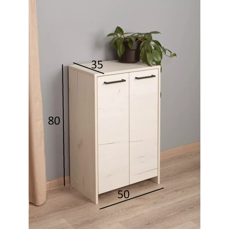 Подставка для обуви, ЛДСП, белый дуб, 80x35x50 см