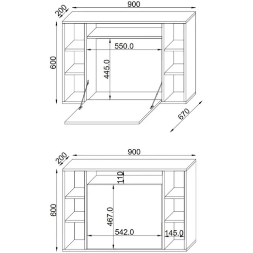 Компьютерный стол Art_Komp_Masası 7, серый, 60х90х45 см