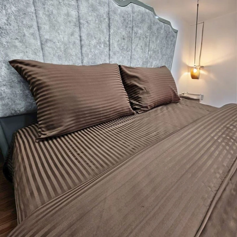 Комплект постельного белья Luxe Cotton Lu-xe-000222, пододеяльник 200x220 см, простыня 230x240 см, наволочки 2 шт x 50x70 см, двуспальный, хлопок, коричневый